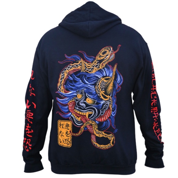 Scorned Japanese Demon Tattoo Art Black Hoodie S- M-L-XL-2XL NWT - Picture 1 of 9